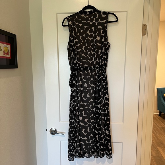 Anne Klein polka dot midi dress black and cream with pockets Medium - Picture 3 of 4